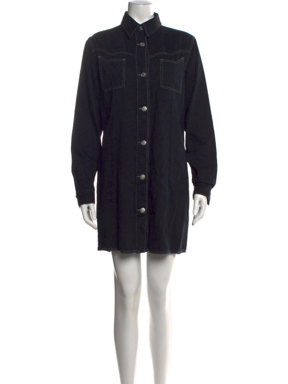 GANNI - black kress soft denim button down shirt dress - Size 36